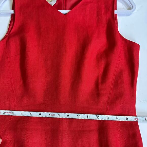 Talbots Red 100% Irish Linen Sheath Dress sz 8 Classic Career Minimalist Mature - Picture 6 of 9